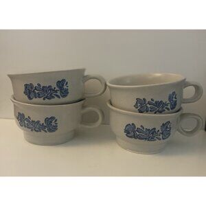 Vtg Pfaltzgraff Blue Yorktowne Coffee Soup Tea Mugs Cups SET OF 4 Flat No Saucer